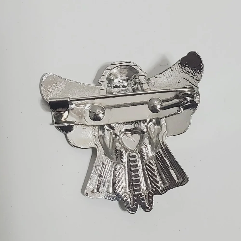 4/$20 Silver Tone Vintage Angel with Red Heart Brooch Silver Angel Brooch. 🌴